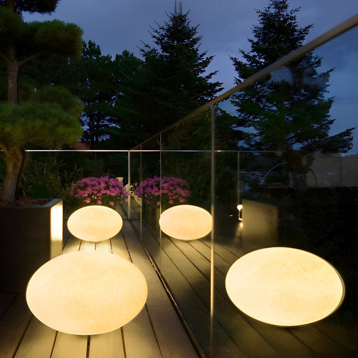 Resin Cobblestone Outdoor Floor Lamp - Weatherproof Patio Garden Pathway Lighting