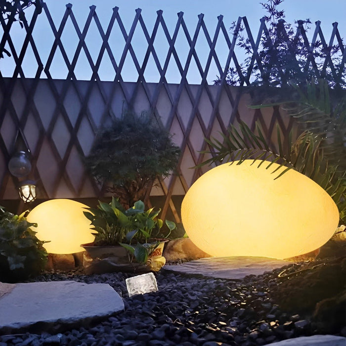 Resin Cobblestone Outdoor Floor Lamp - Weatherproof Patio Garden Pathway Lighting