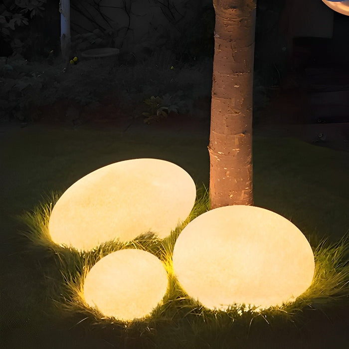 Resin Cobblestone Outdoor Floor Lamp - Weatherproof Patio Garden Pathway Lighting
