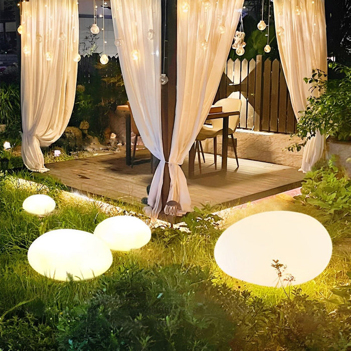 Resin Cobblestone Outdoor Floor Lamp - Weatherproof Patio Garden Pathway Lighting