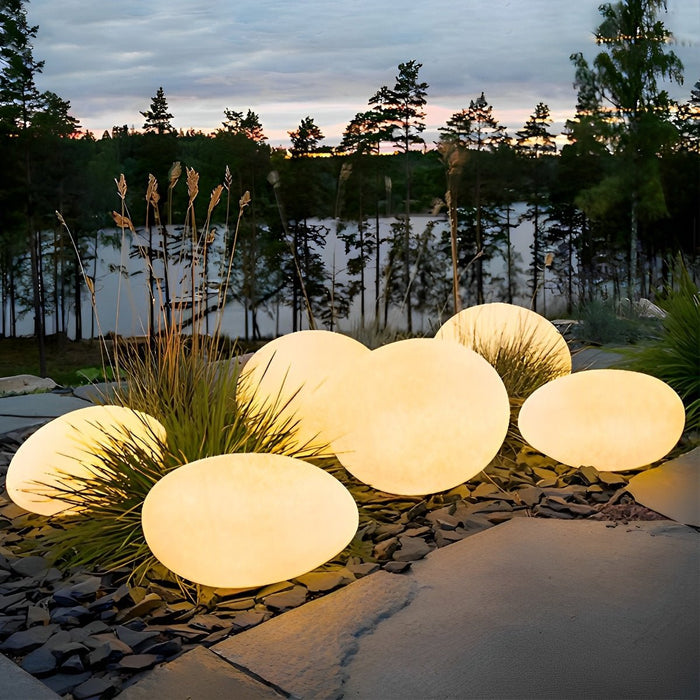 Resin Cobblestone Outdoor Floor Lamp - Weatherproof Patio Garden Pathway Lighting