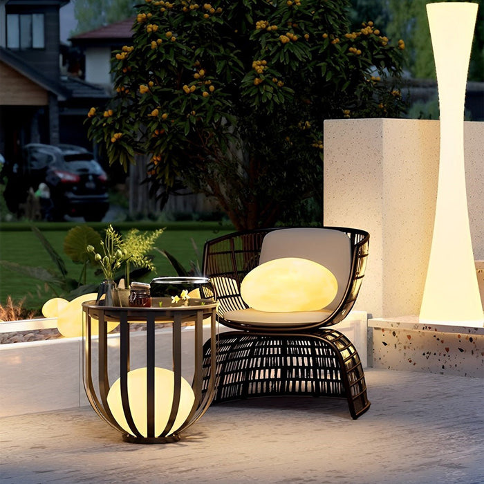 Resin Cobblestone Outdoor Floor Lamp - Weatherproof Patio Garden Pathway Lighting