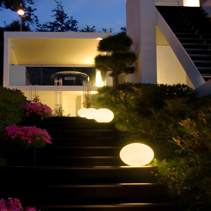 Resin Cobblestone Outdoor Floor Lamp - Weatherproof Patio Garden Pathway Lighting