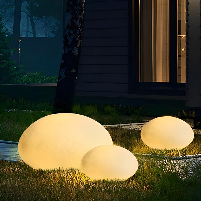 Resin Cobblestone Outdoor Floor Lamp - Weatherproof Patio Garden Pathway Lighting