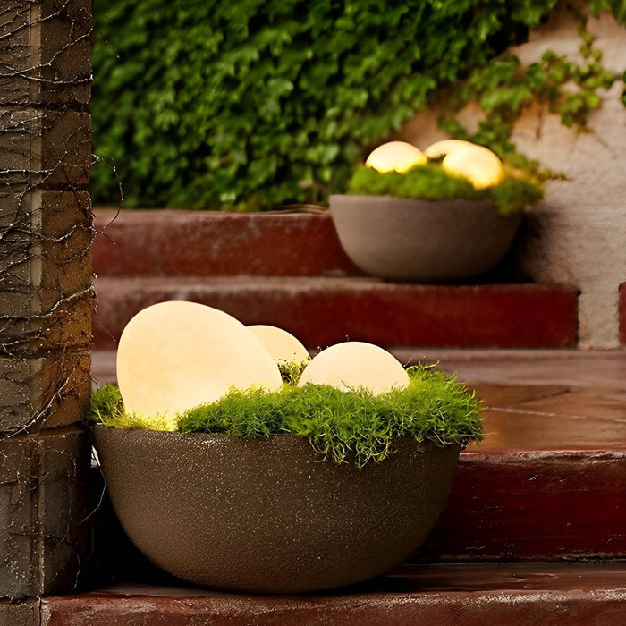 Resin Cobblestone Outdoor Floor Lamp - Weatherproof Patio Garden Pathway Lighting