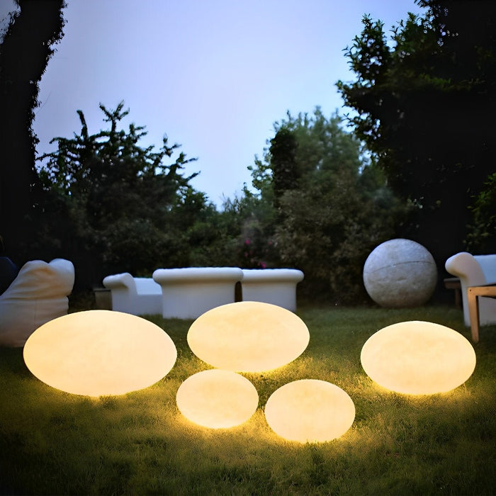 Resin Cobblestone Outdoor Floor Lamp - Weatherproof Patio Garden Pathway Lighting