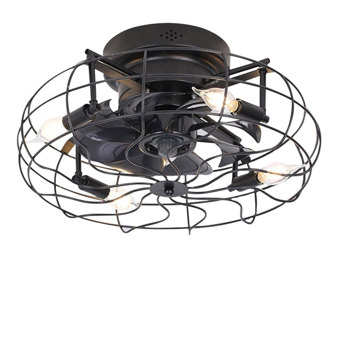 Retro Cage Industrial Remote Control Timing Three Speed Regulation Ceiling Fan Lamp