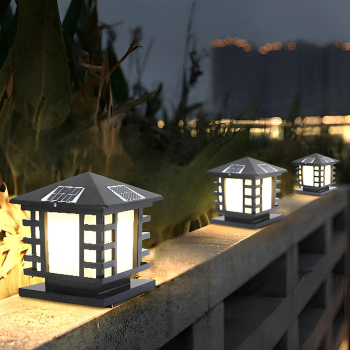 Outdoor Column Light, LED Landscape Lighting, Solar/Hardwired, IP54 Waterproof, Vintage Garden Post Lamp for Villa/Courtyard/Patio