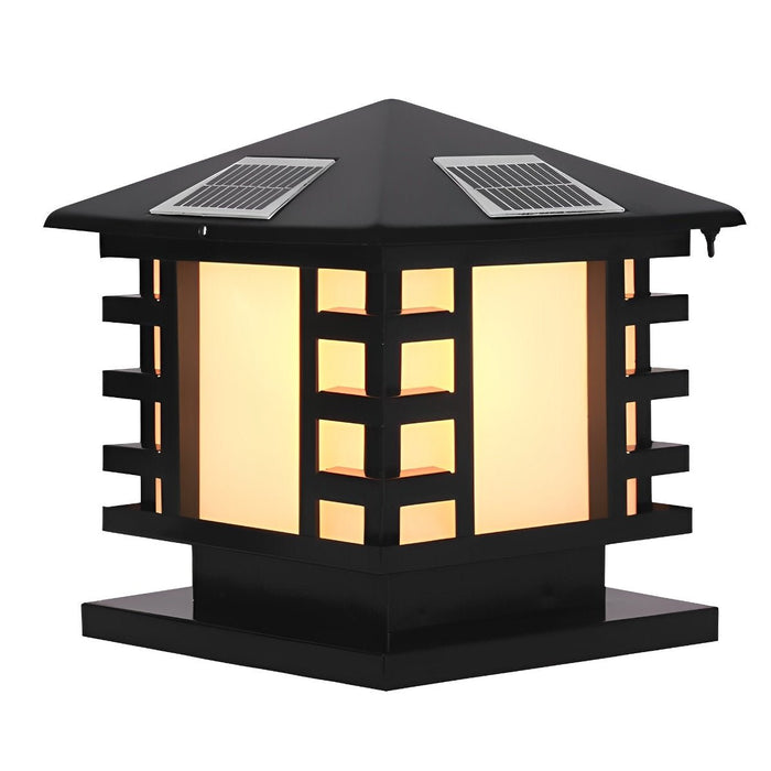 Outdoor Column Light, LED Landscape Lighting, Solar/Hardwired, IP54 Waterproof, Vintage Garden Post Lamp for Villa/Courtyard/Patio