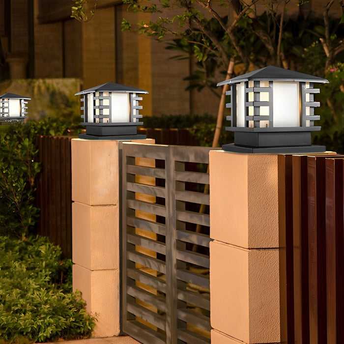 Outdoor Column Light, LED Landscape Lighting, Solar/Hardwired, IP54 Waterproof, Vintage Garden Post Lamp for Villa/Courtyard/Patio