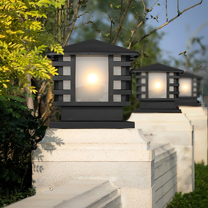 Outdoor Column Light, LED Landscape Lighting, Solar/Hardwired, IP54 Waterproof, Vintage Garden Post Lamp for Villa/Courtyard/Patio