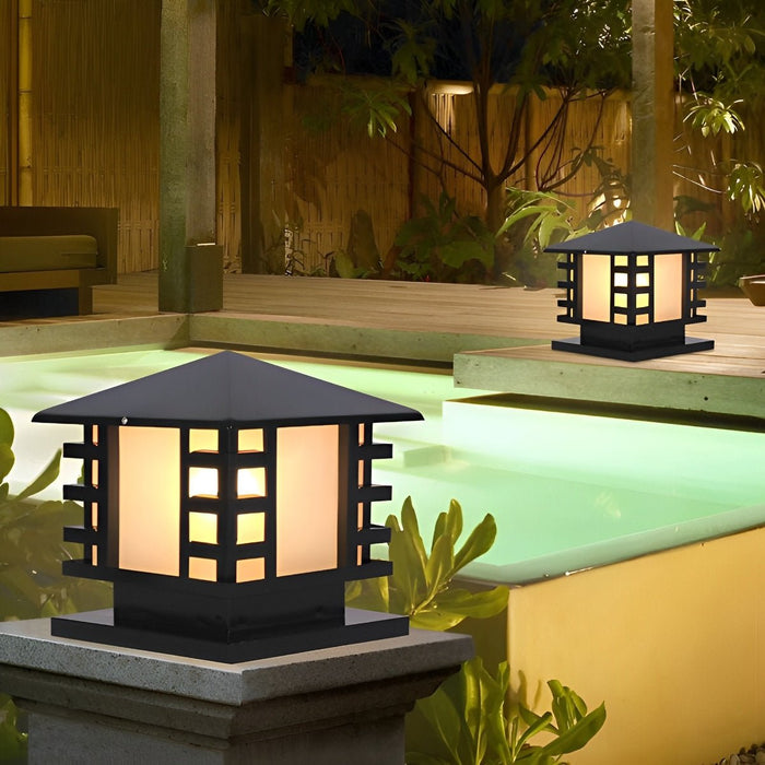 Outdoor Column Light, LED Landscape Lighting, Solar/Hardwired, IP54 Waterproof, Vintage Garden Post Lamp for Villa/Courtyard/Patio
