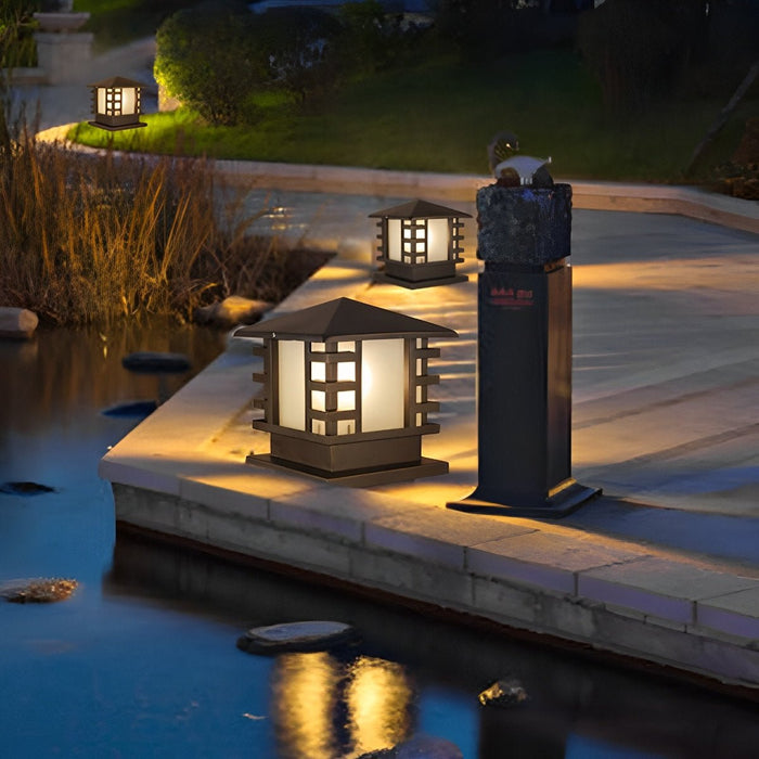Outdoor Column Light, LED Landscape Lighting, Solar/Hardwired, IP54 Waterproof, Vintage Garden Post Lamp for Villa/Courtyard/Patio