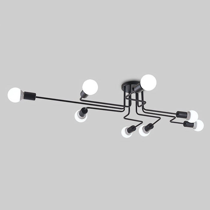 Retro Creative Industrial Style LED Three-color Light Ceiling Lamp with 8 Light Heads