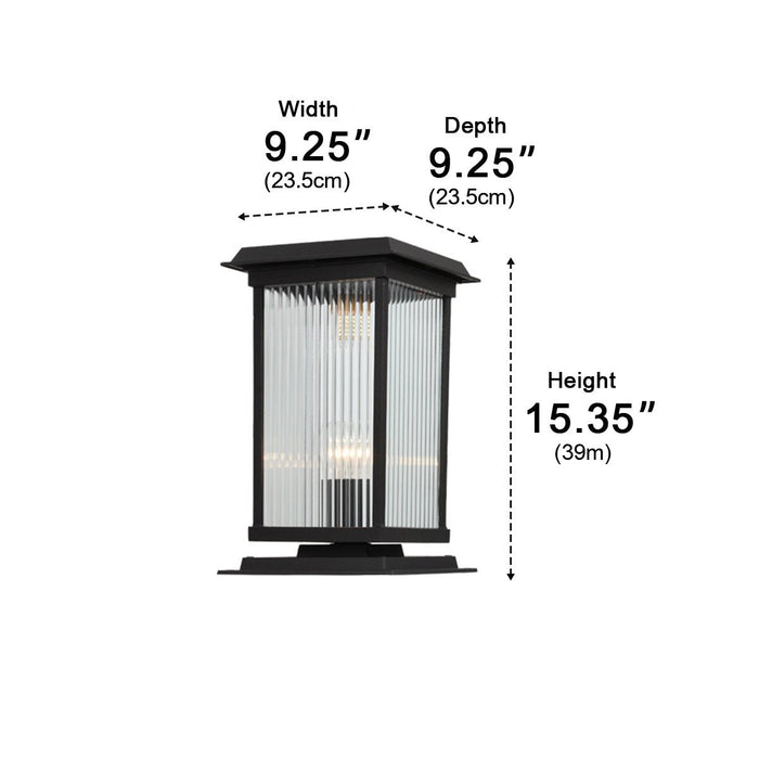 Retro Glass Solar Fence Post Light - Modern Matte Black Design, Outdoor LED Pillar Lamp, Waterproof Aluminum Construction