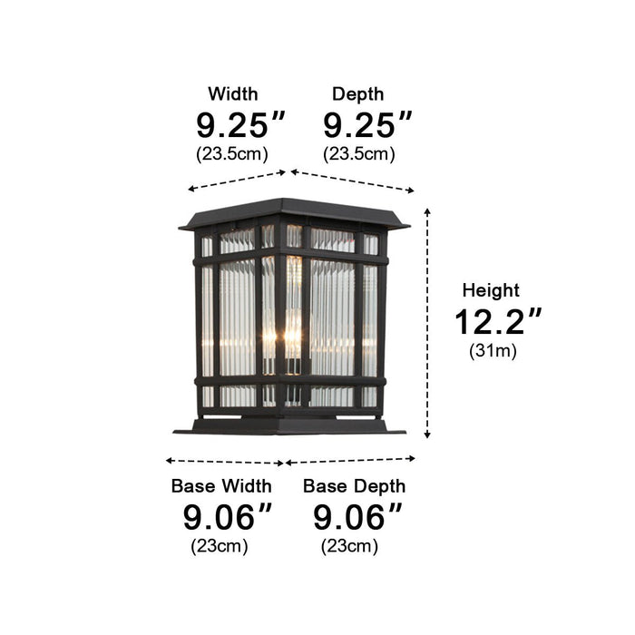 Retro Glass Solar Fence Post Light - Modern Matte Black Design, Outdoor LED Pillar Lamp, Waterproof Aluminum Construction