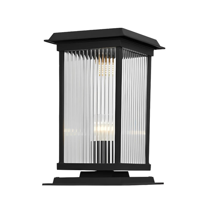 Retro Glass Solar Fence Post Light - Modern Matte Black Design, Outdoor LED Pillar Lamp, Waterproof Aluminum Construction