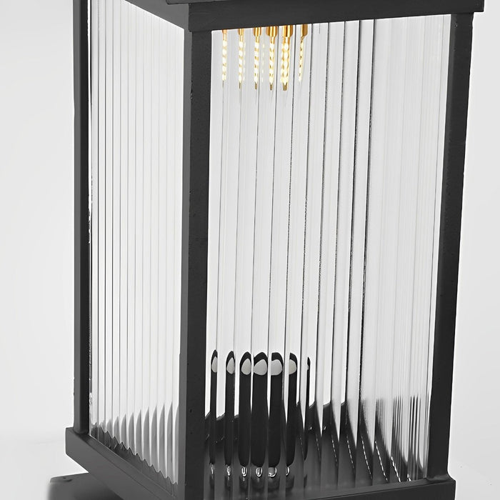 Retro Glass Solar Fence Post Light - Modern Matte Black Design, Outdoor LED Pillar Lamp, Waterproof Aluminum Construction
