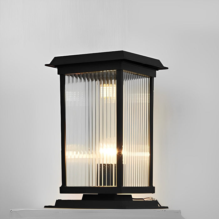 Retro Glass Solar Fence Post Light - Modern Matte Black Design, Outdoor LED Pillar Lamp, Waterproof Aluminum Construction