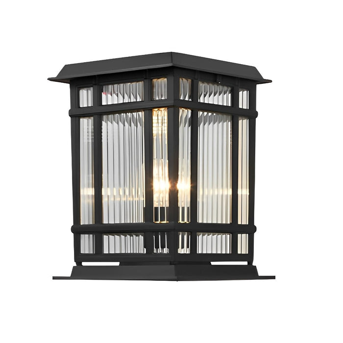 Retro Glass Solar Fence Post Light - Modern Matte Black Design, Outdoor LED Pillar Lamp, Waterproof Aluminum Construction