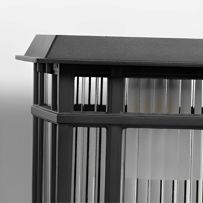 Retro Glass Solar Fence Post Light - Modern Matte Black Design, Outdoor LED Pillar Lamp, Waterproof Aluminum Construction