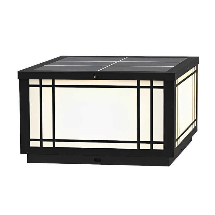 Solar Fence Post Light, Retro Grilles, Dusk to Dawn, Outdoor Security/Pathway/Deck