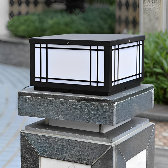 Solar Fence Post Light, Retro Grilles, Dusk to Dawn, Outdoor Security/Pathway/Deck