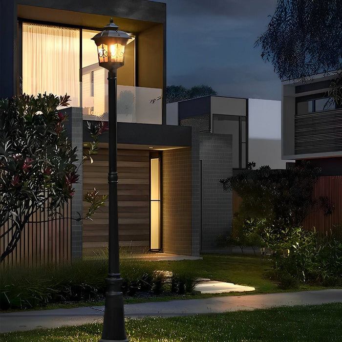 Solar Powered Vintage LED Street Light, Waterproof Outdoor Garden Post Lamp for Pathway/Patio/Yard