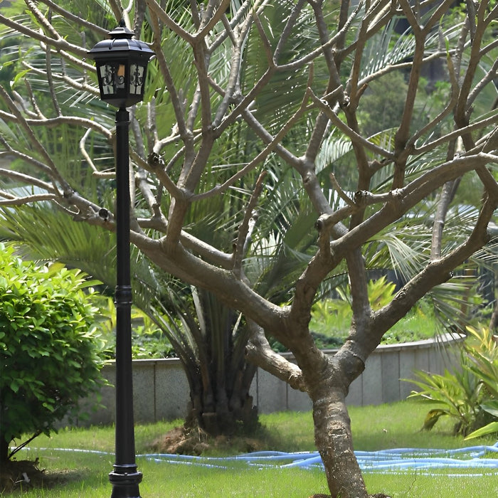 Solar Powered Vintage LED Street Light, Waterproof Outdoor Garden Post Lamp for Pathway/Patio/Yard