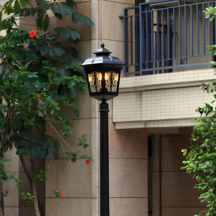 Solar Powered Vintage LED Street Light, Waterproof Outdoor Garden Post Lamp for Pathway/Patio/Yard