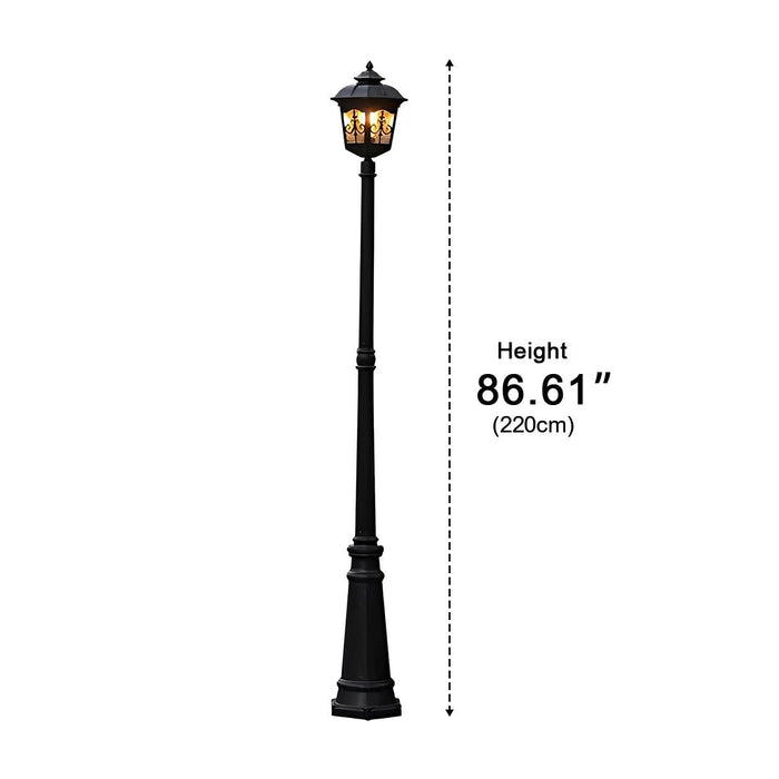 Solar Powered Vintage LED Street Light, Waterproof Outdoor Garden Post Lamp for Pathway/Patio/Yard
