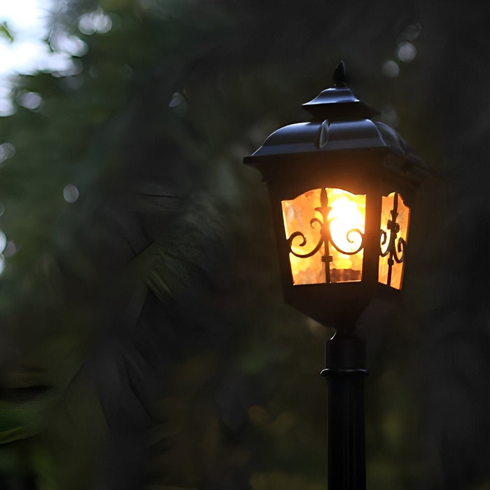Solar Powered Vintage LED Street Light, Waterproof Outdoor Garden Post Lamp for Pathway/Patio/Yard