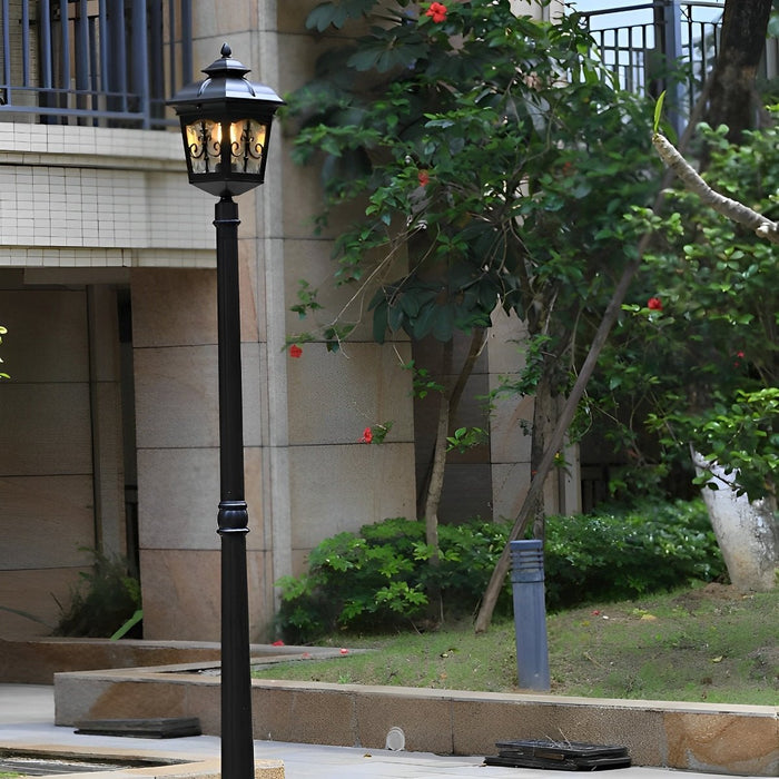 Solar Powered Vintage LED Street Light, Waterproof Outdoor Garden Post Lamp for Pathway/Patio/Yard