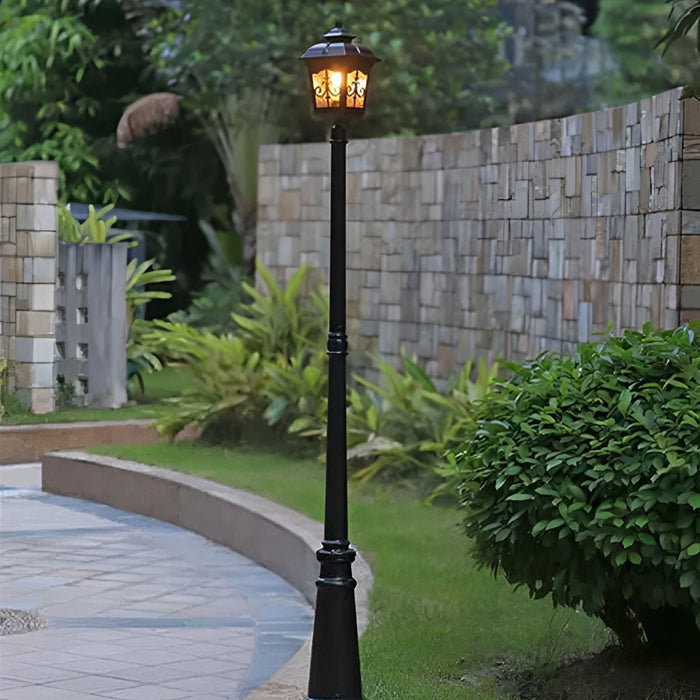 Solar Powered Vintage LED Street Light, Waterproof Outdoor Garden Post Lamp for Pathway/Patio/Yard