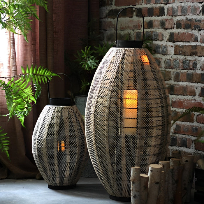 Rattan Wood Oval Cage LED Candle Floor Lamp, Vintage Retro Ambient Lighting for Living Room/Bedroom