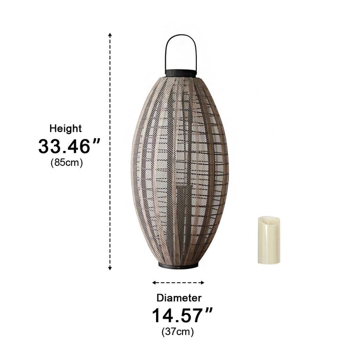 Rattan Wood Oval Cage LED Candle Floor Lamp, Vintage Retro Ambient Lighting for Living Room/Bedroom