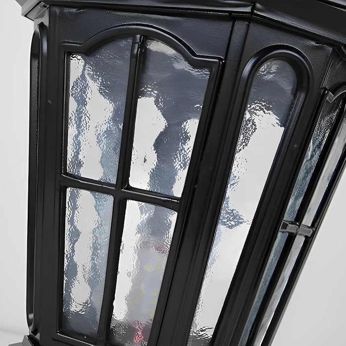 Solar Dusk to Dawn Fence Post Light, Retro Pavilion Shape, Perimeter Security, Entryway Ambiance for Patio/Deck/Yard