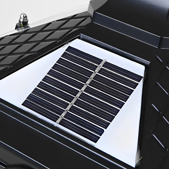 Solar Dusk to Dawn Fence Post Light, Retro Pavilion Shape, Perimeter Security, Entryway Ambiance for Patio/Deck/Yard