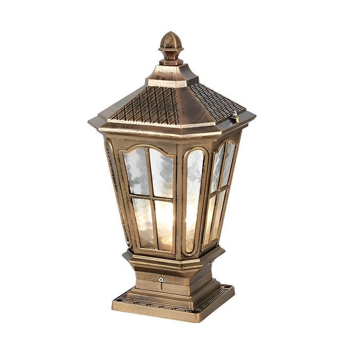 Solar Dusk to Dawn Fence Post Light, Retro Pavilion Shape, Perimeter Security, Entryway Ambiance for Patio/Deck/Yard