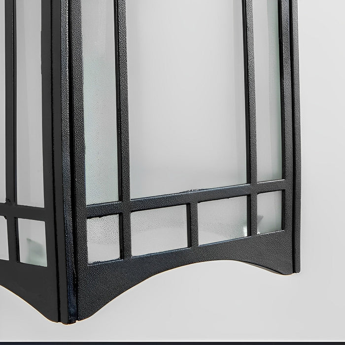 Solar Powered Dusk to Dawn Wall Sconce, Retro Striped Glass LED for Porch/Patio/Yard, Waterproof Outdoor Security Light