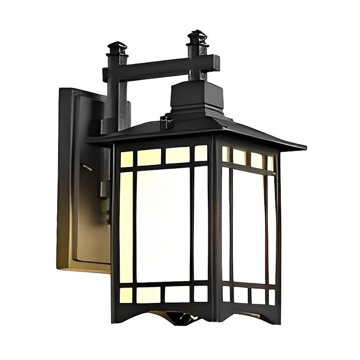 Solar Powered Dusk to Dawn Wall Sconce, Retro Striped Glass LED for Porch/Patio/Yard, Waterproof Outdoor Security Light