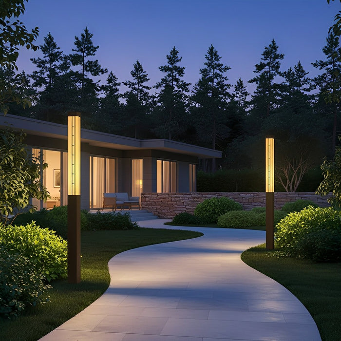 Outdoor Post Light, Vintage Pathway Bollard Lamp, Waterproof LED Street Light for Garden/Driveway/Yard