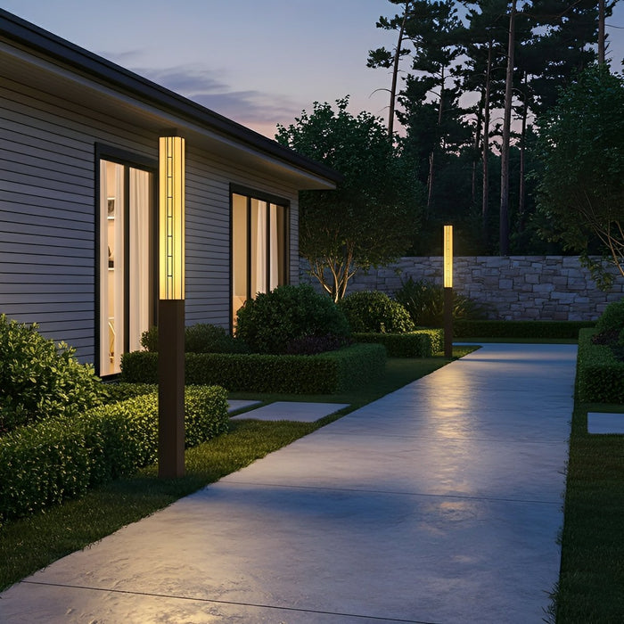 Outdoor Post Light, Vintage Pathway Bollard Lamp, Waterproof LED Street Light for Garden/Driveway/Yard