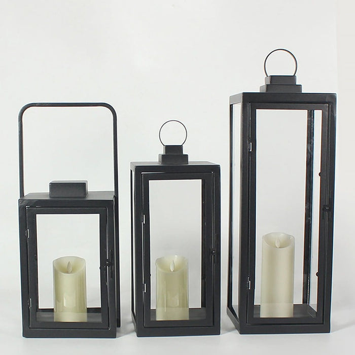 Glass Candle Holder DC 5V LED Black Modern Portable Outdoor Floor Llights