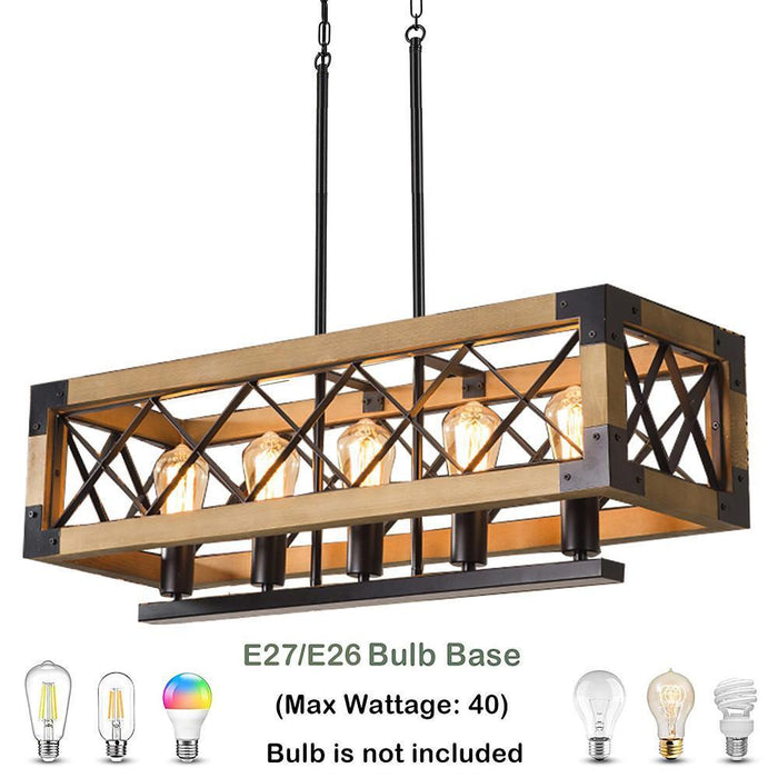 Linear Rectangle Wood Chandelier Gazebo Chandelier for Kitchen Dining Room