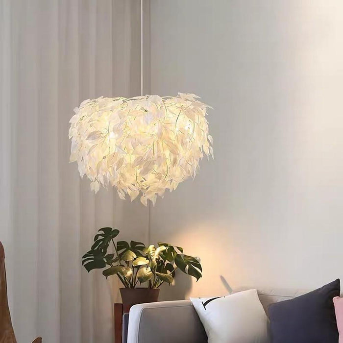 Modern Scandinavian Fabric Pendant Lightâ€?White & Gold. LED. Dimmable. 24''