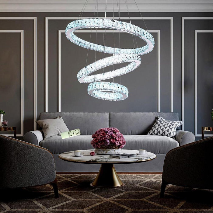 Geometrical Design Circle Chandelier Metal Crystal Ceiling Light