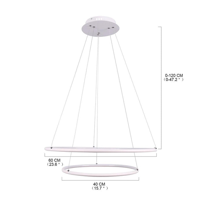 Adjustable 2 Ring Dimmable LED Modern Chandeliers Hanging Ceiling Lights