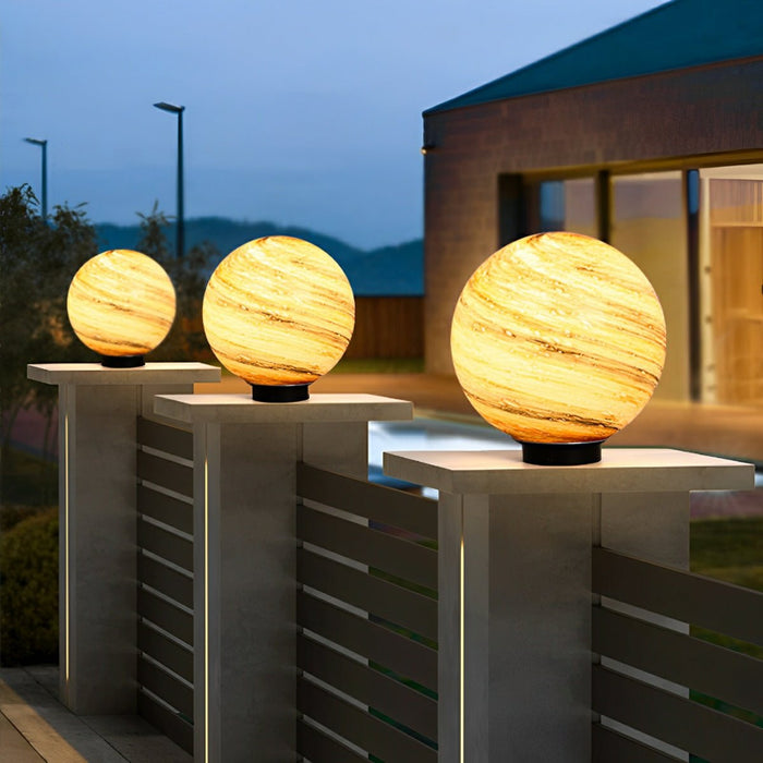 Solar Powered Round Planetary Post Cap Lights, Waterproof LED for Fence/Deck/Patio