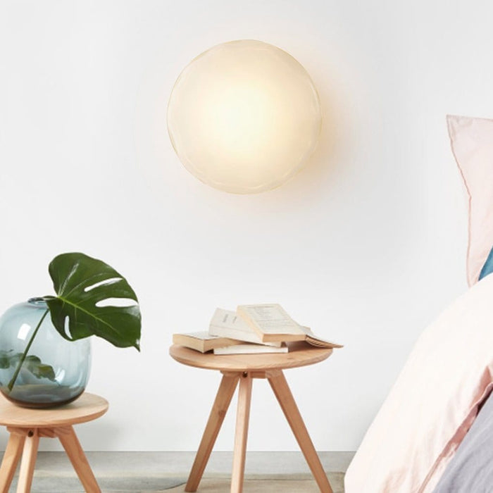 Round Glass Shell Design Background Wall Bedroom Bedside Wall Lamp Study Ceiling Lights